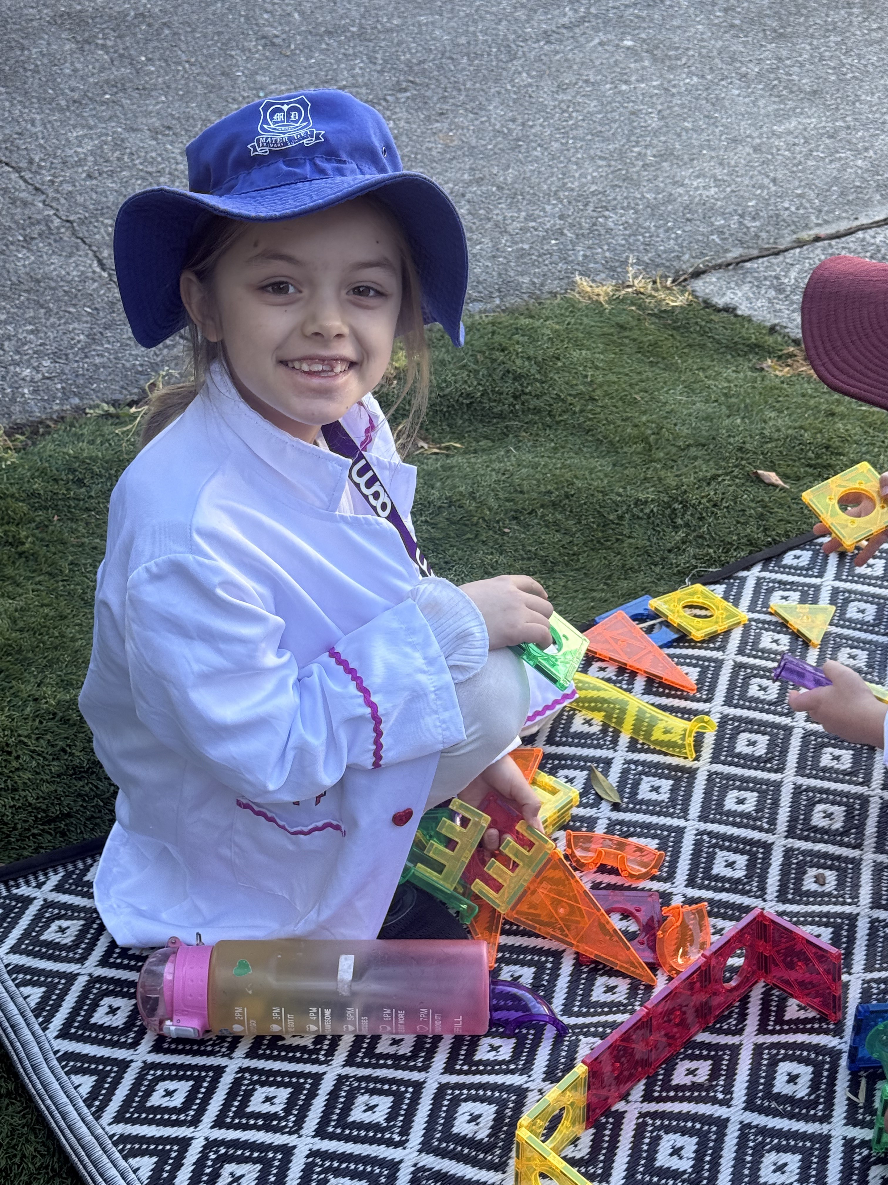 Student playing with toys